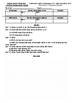 Đề khảo sát chất lượng học kỳ I môn Vật lí Lớp 6 - Năm học 2018-2019 - Trường THCS Đông Thịnh (Có đáp án)